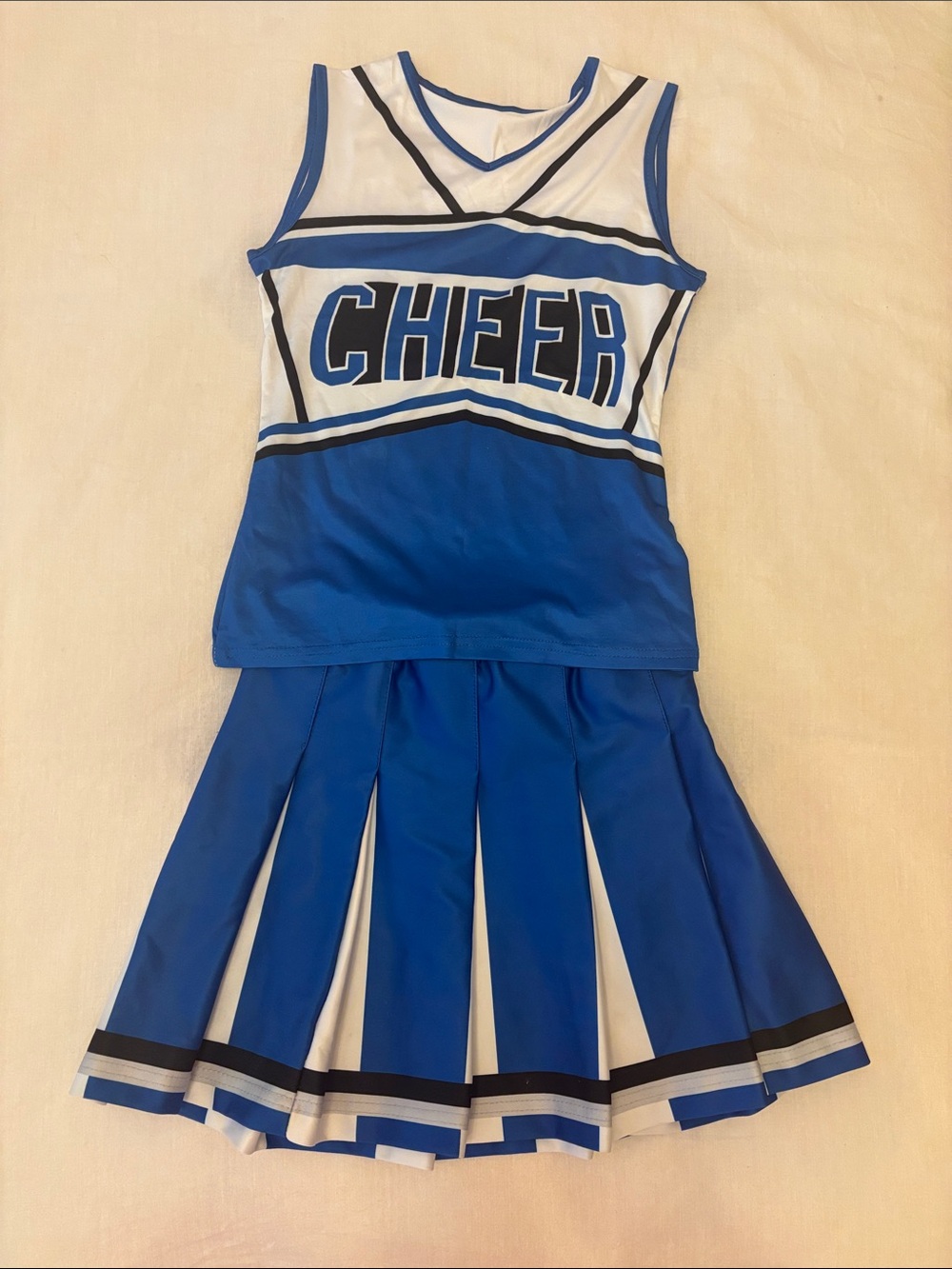 Blue & White Cheer Uniform Top and Skirt Set - Kids
